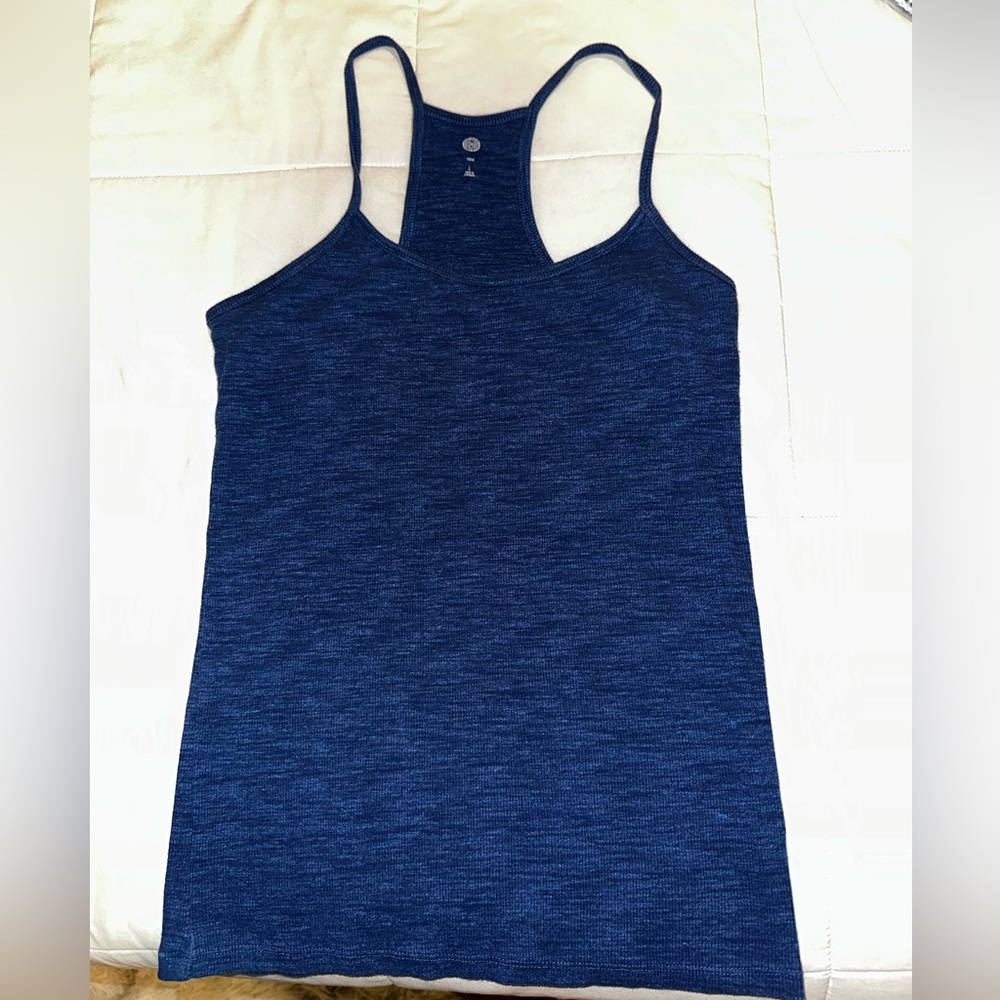 Blue racer back tank top